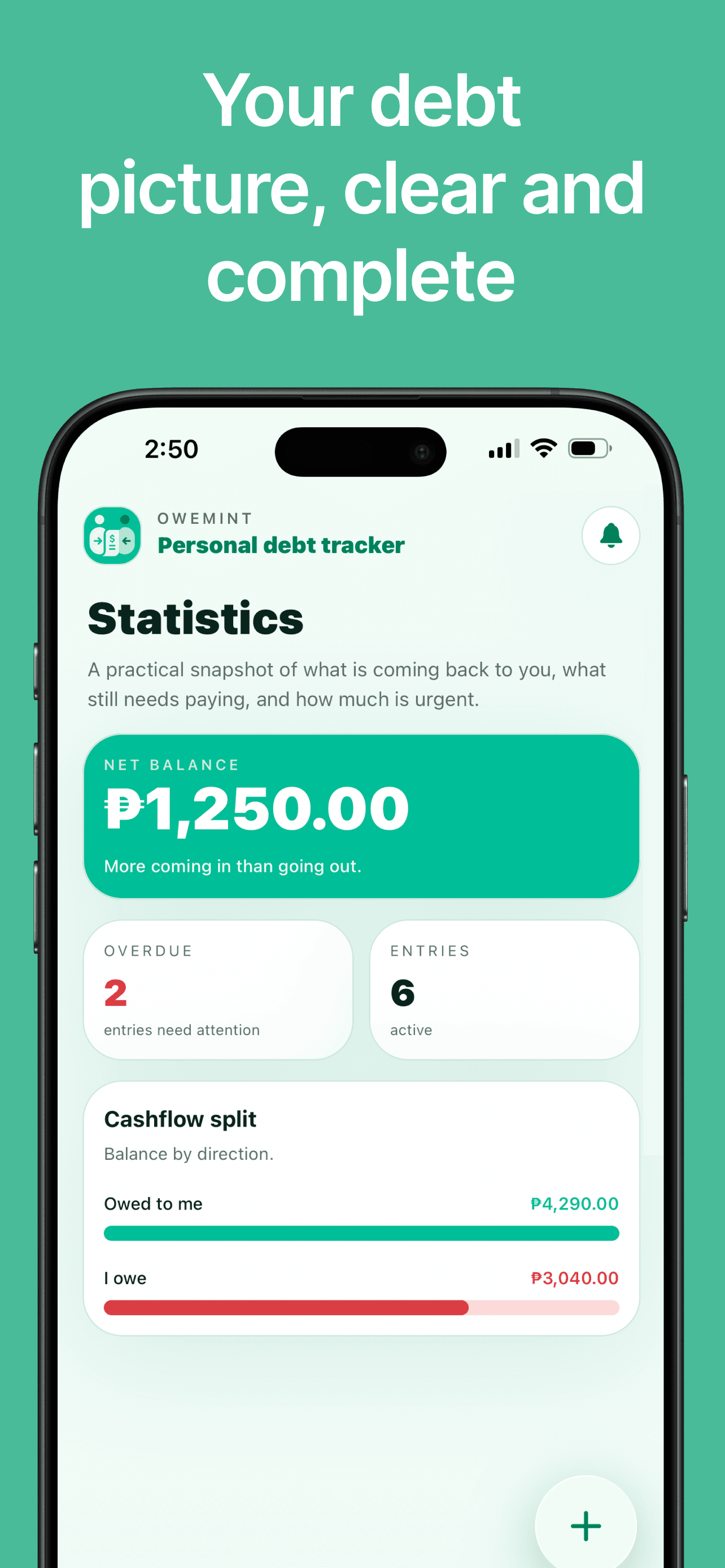 Owemint screenshot showing another app flow preview.